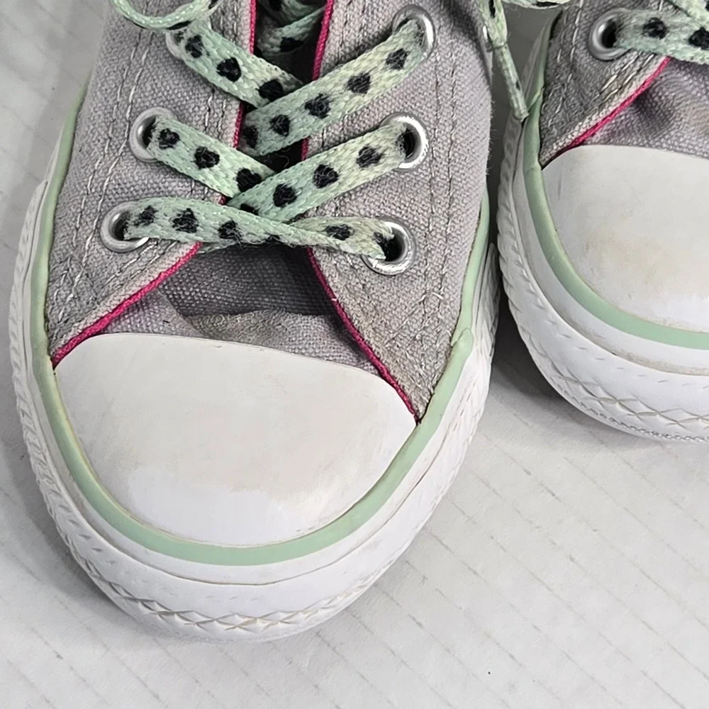 Converse Chuck Taylor All Star Low Top Little Kid 12 Grey Pink Mint Heart
